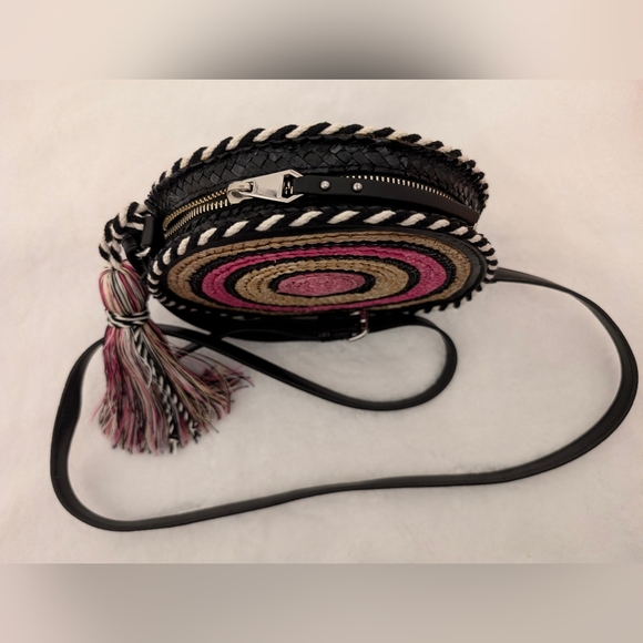 Rebecca Minkoff, woven pink straw circle bag, straw crossover bag - Picture 6 of 9